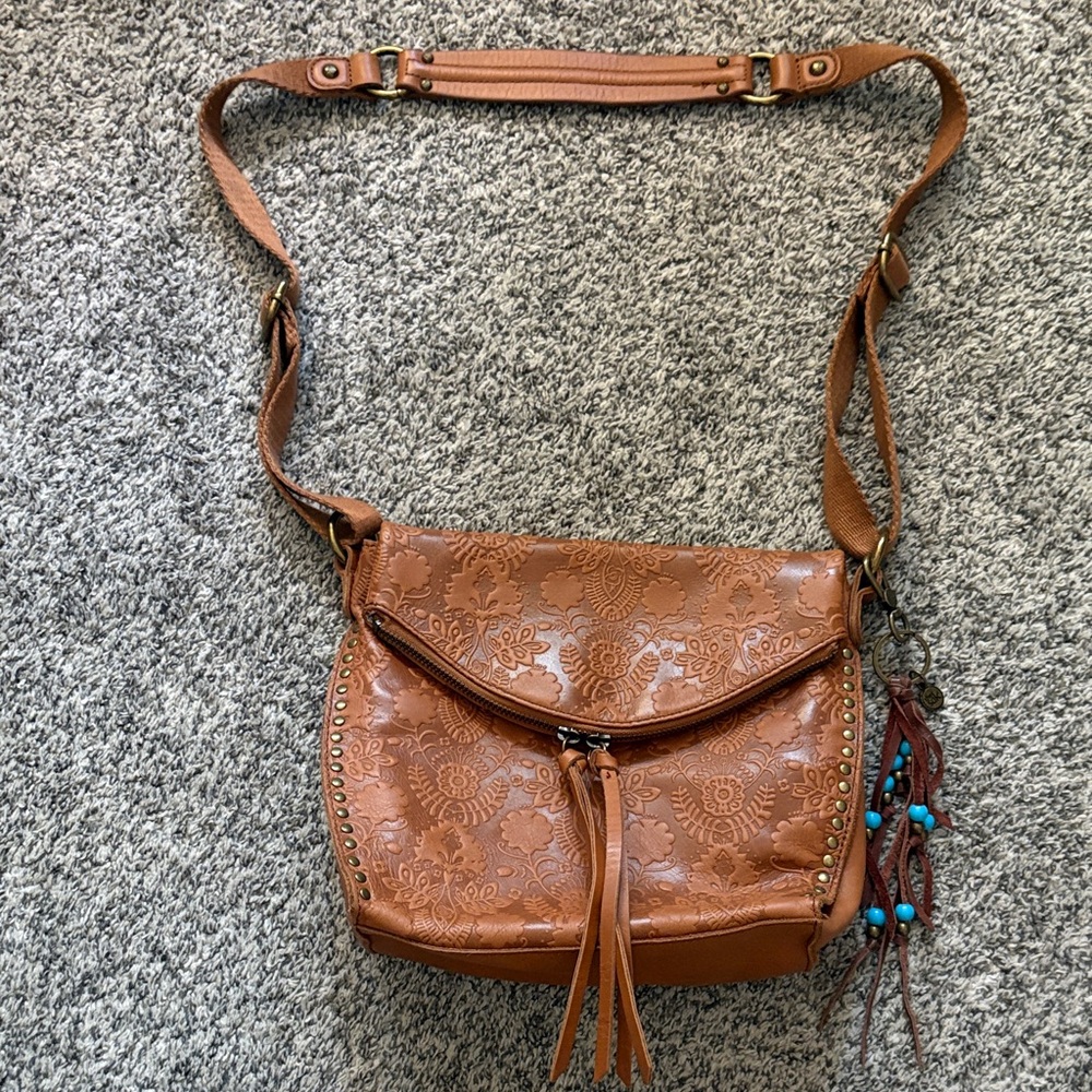 The Sak Tan Embossed Crossbody Bag